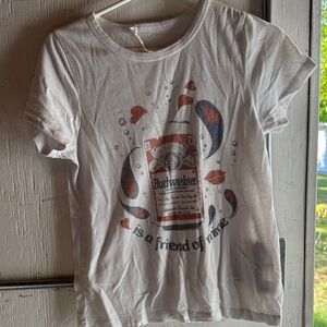 Junk Food Clothing White Tee with Red and Blue Graphic